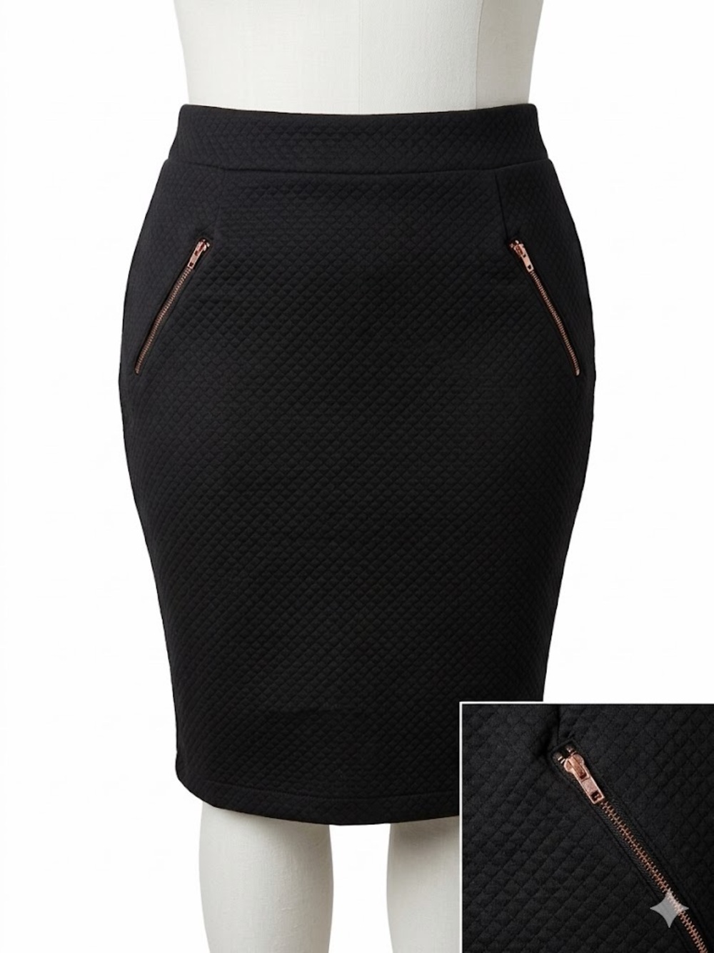 Ashley Nell Tipton Boutique+ Structured Midi Pencil Skirt | Plus 1X | Black